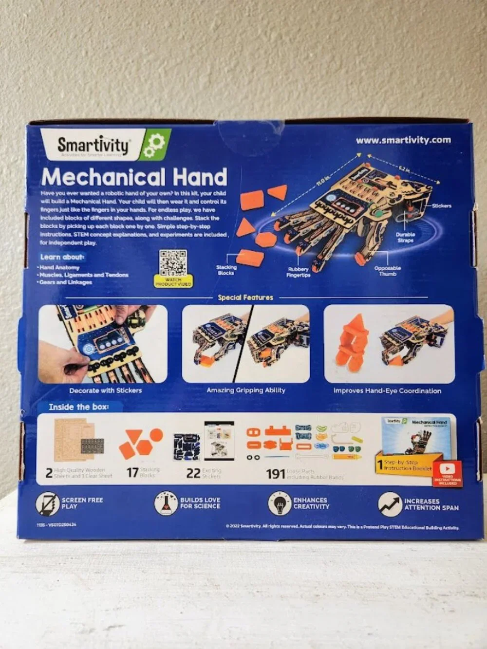 NEW Smartivity Mechanical Robotic Hand Robot DIY STEM Toy Educational Craft Proj